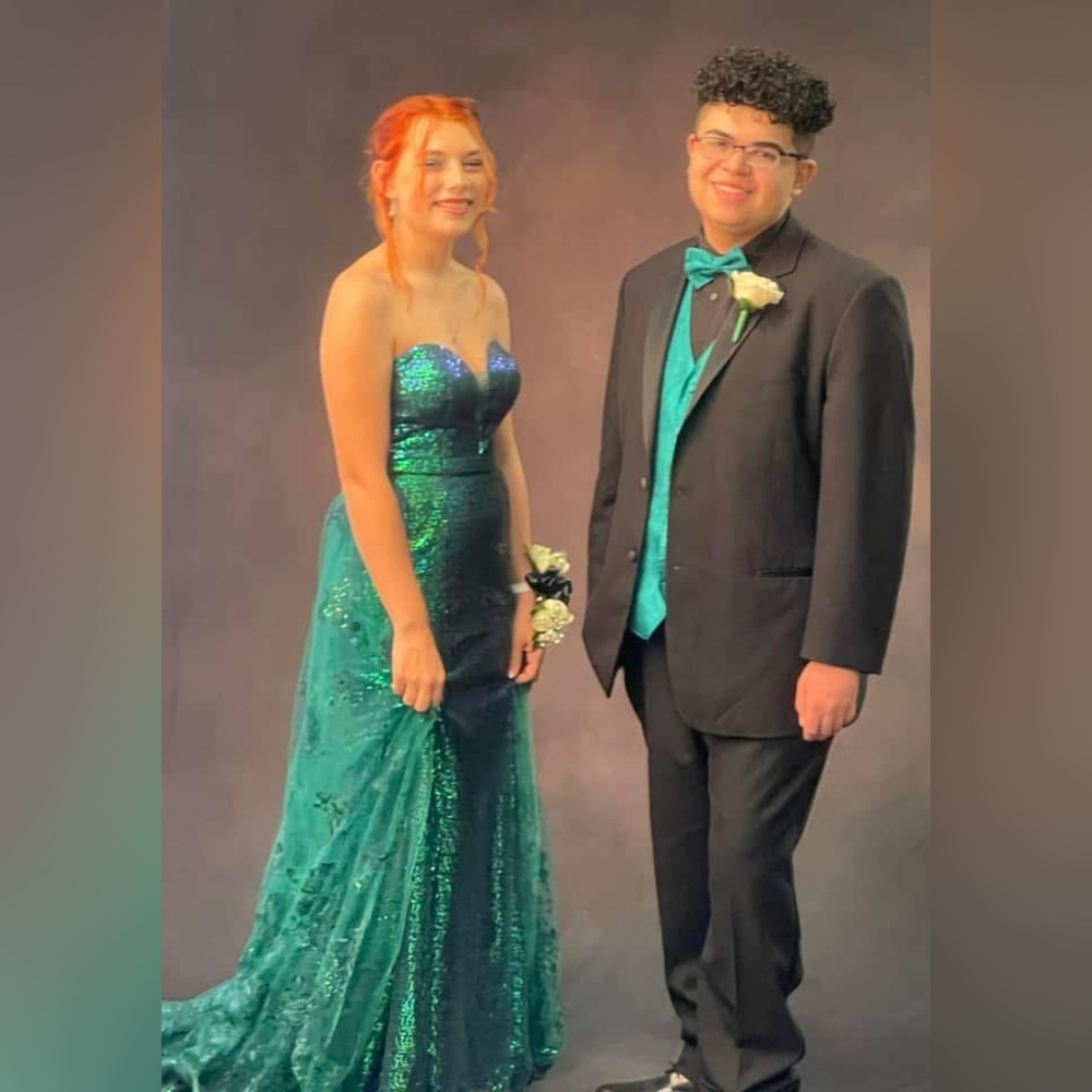 Green Sequin Strapless Gown